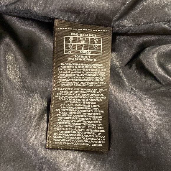 GUESS Navy & Black Wool Trench Coat with faux Leather & Zipper Detail - Picture 5 of 10